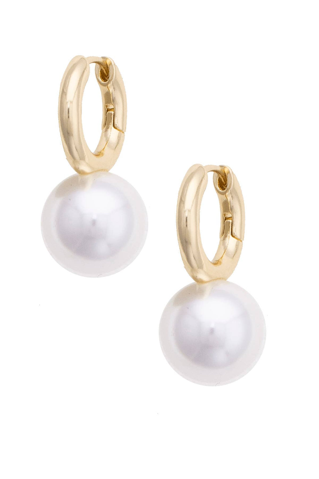 Chloe Pearl Hinged Hoop Earrings in Ivory