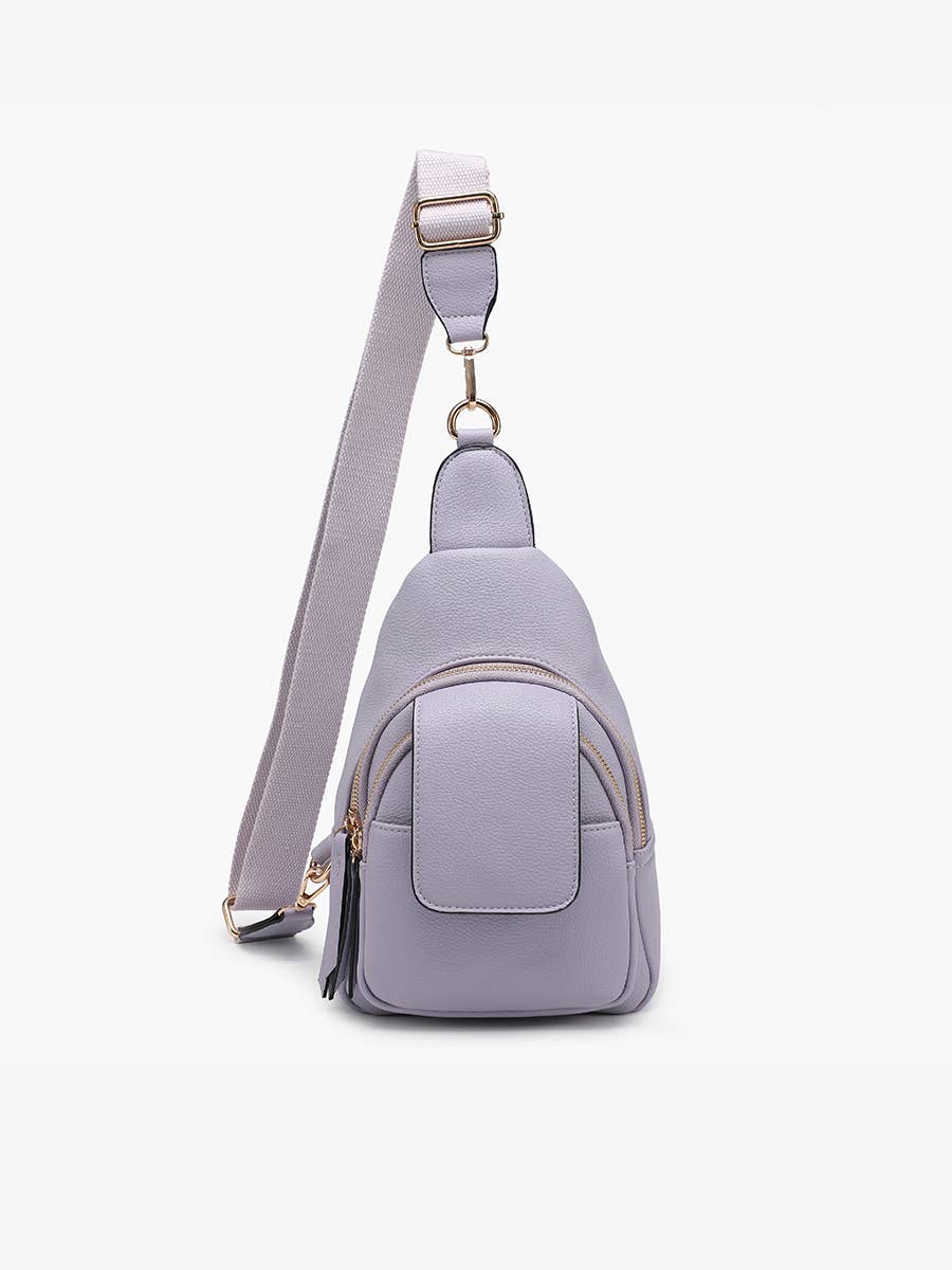 M2532 Sophia Sling Bag w/ Flapover Pocket: Brown