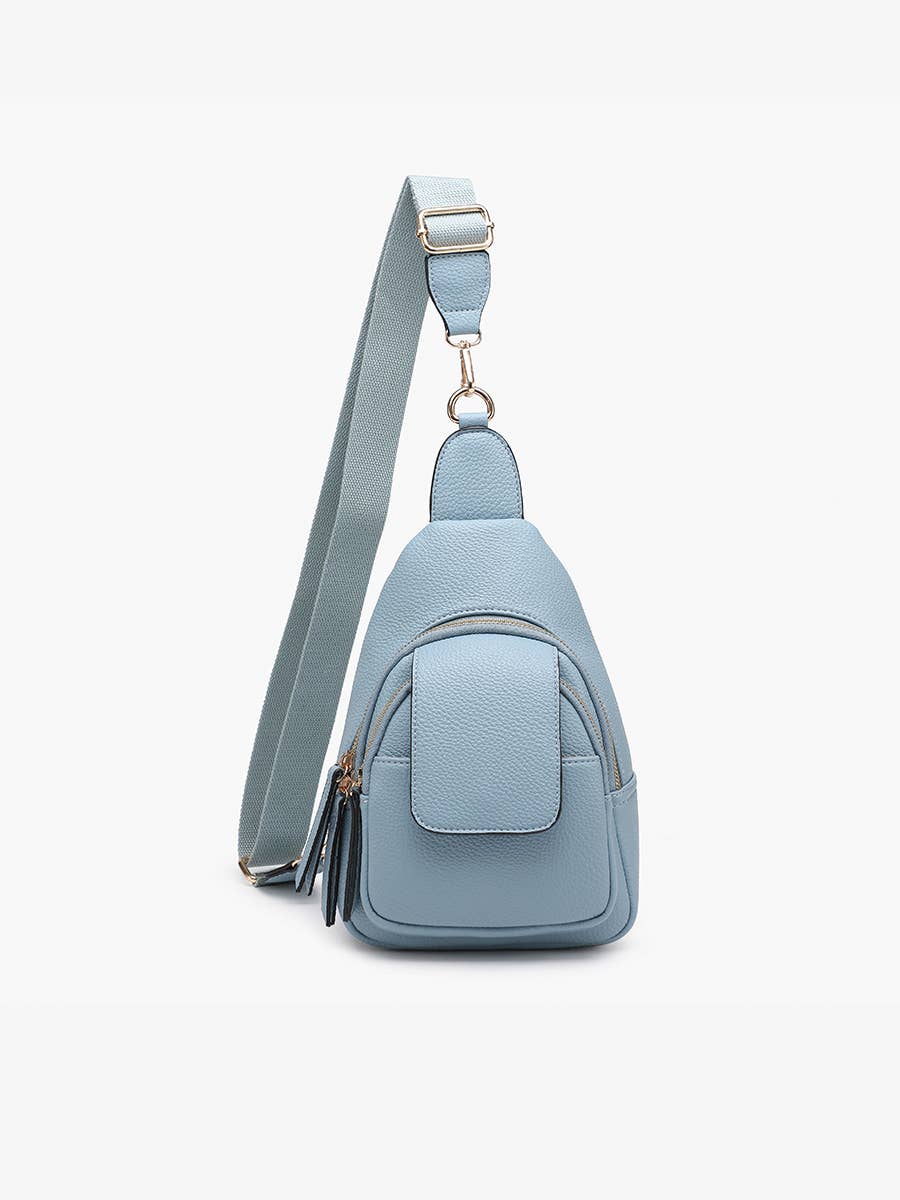 M2532 Sophia Sling Bag w/ Flapover Pocket: Brown