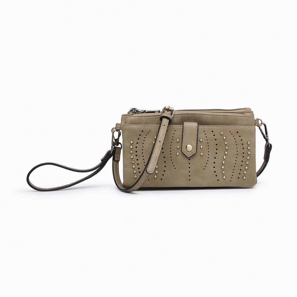 Ayra Studded Front Wallet/Clutch: Brown