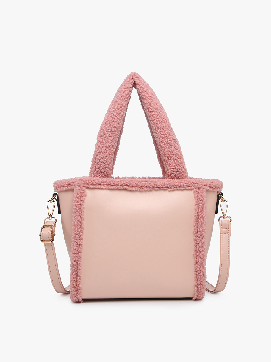 Helsinki Sherpa Trim Satchel/Crossbody: Pink/Mauve