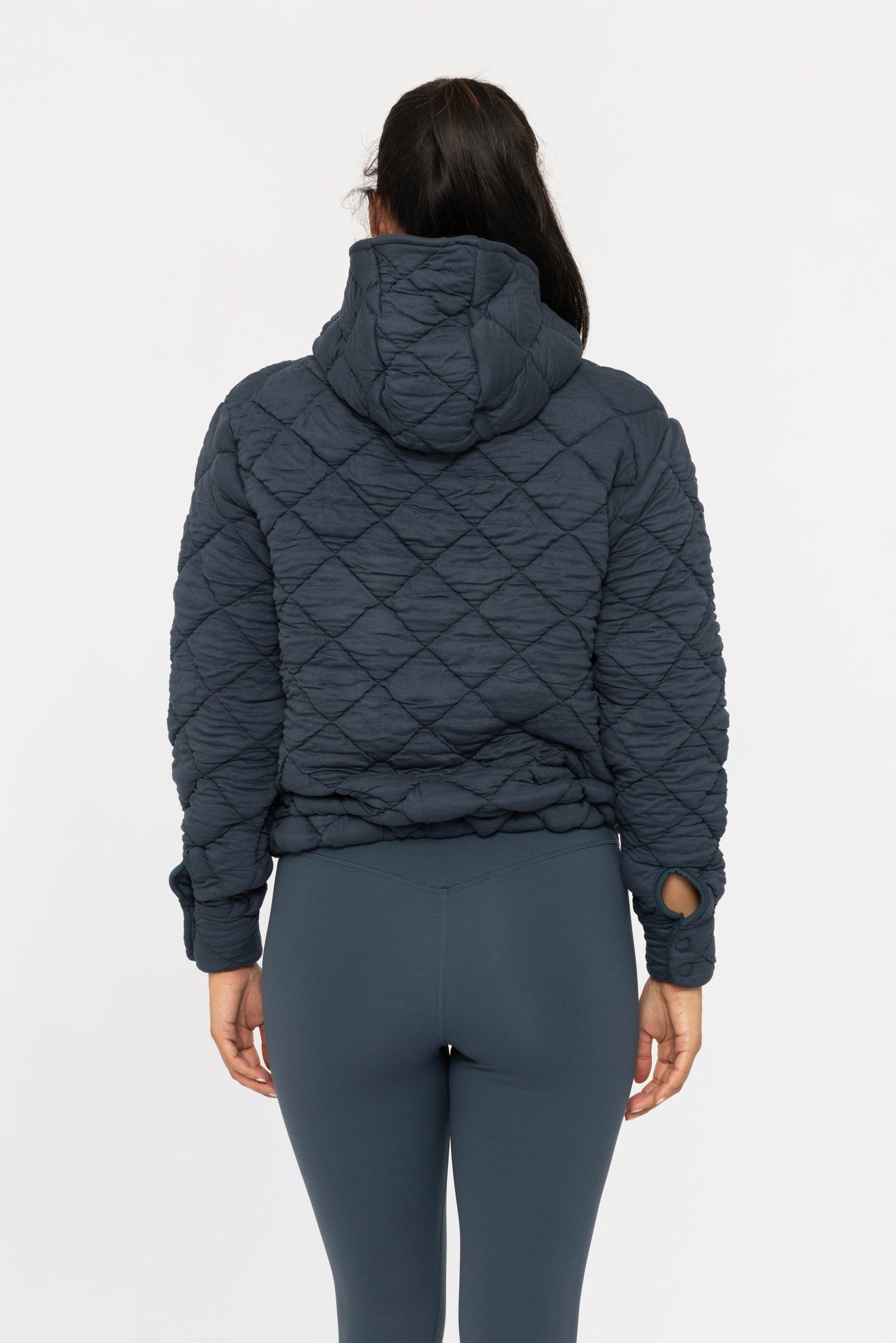 Something Extra Blue Quilted Hoodie