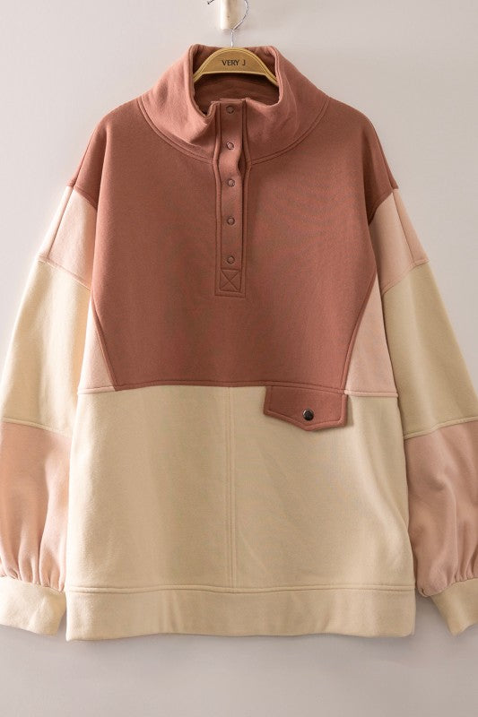 Mauve Moment Snap Sweatshirt