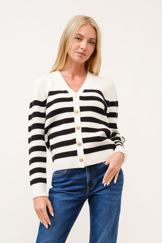 Classic Style Stried Cardigan