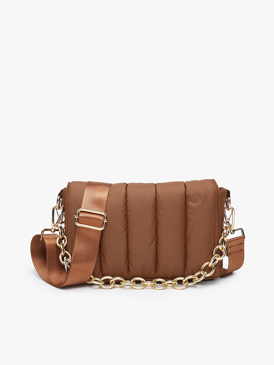 Lala Quilted Chain Crossbody: Navy