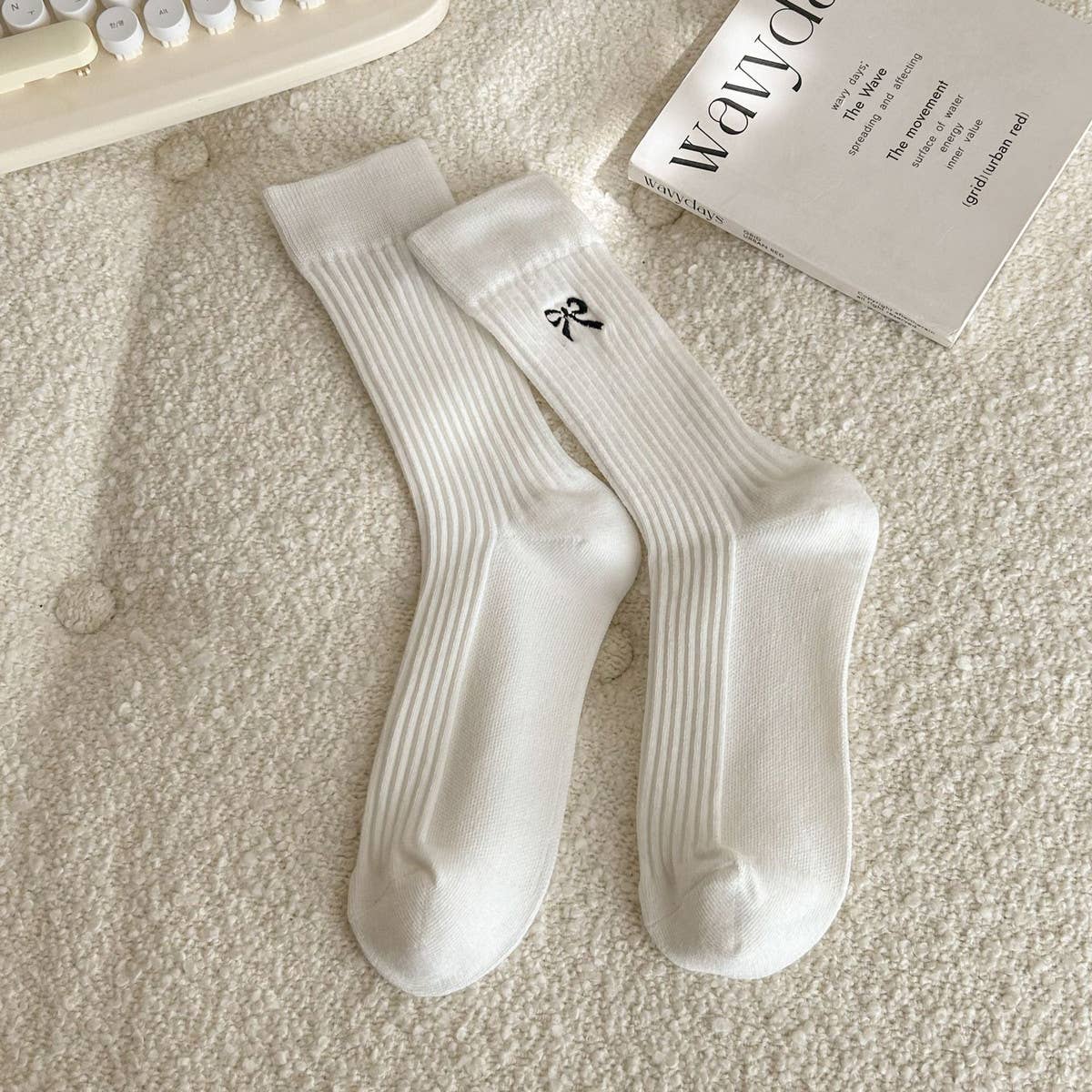 Bow Embroidered Crew Socks –Cute, Stylish