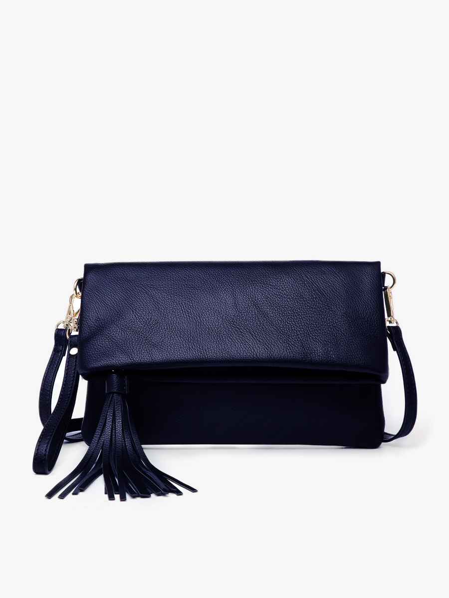 Austin Flapover Tassel Crossbody Clutch: Navy