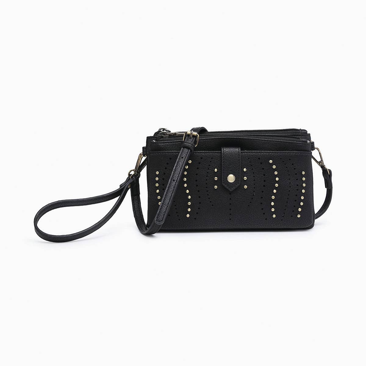 Ayra Studded Front Wallet/Clutch: Brown