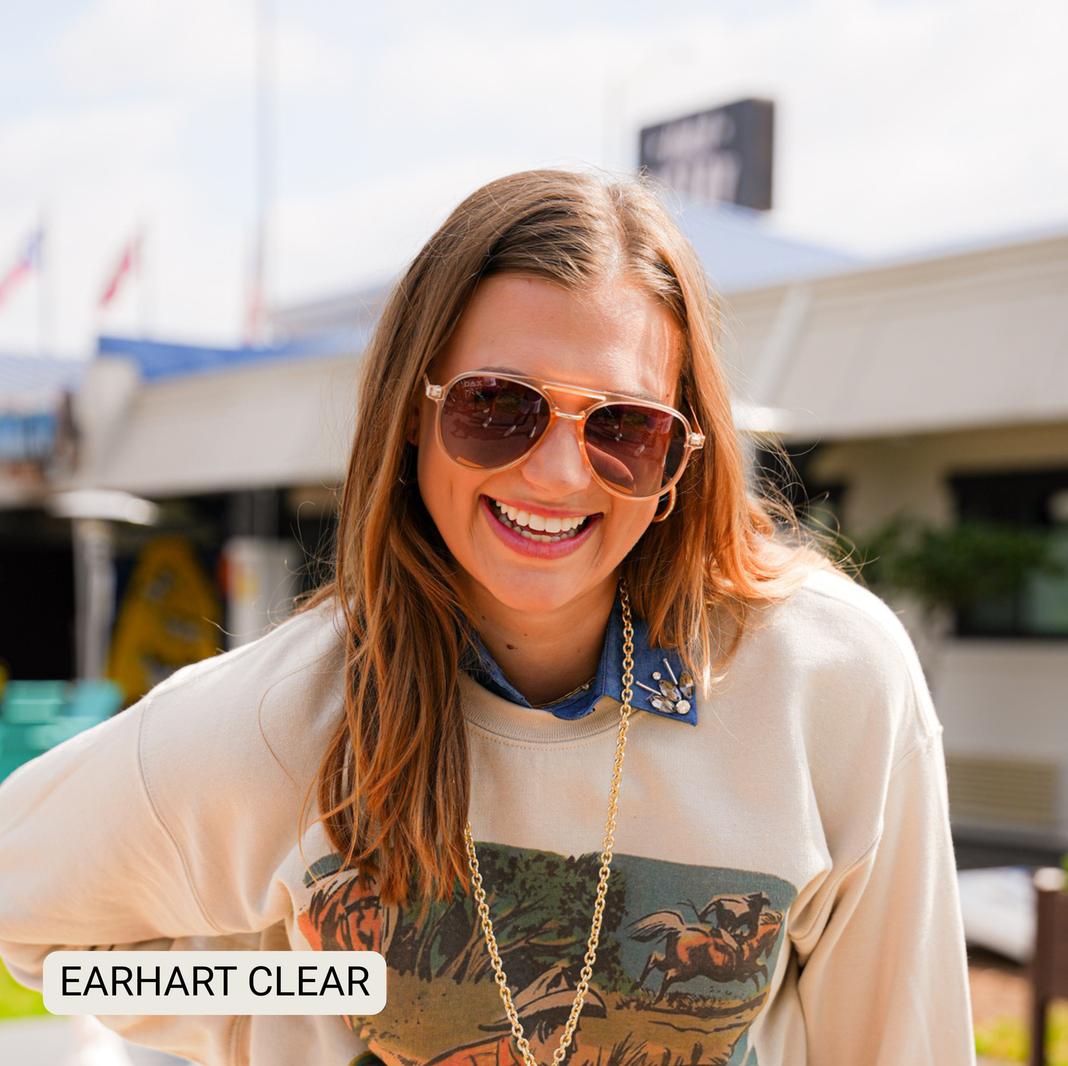 Earhart - Women’s Aviator Sunglasses–Polarized Everyday Chic: Clear