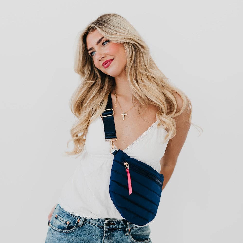 Jolie Puffer Bum Bag: Light Denim