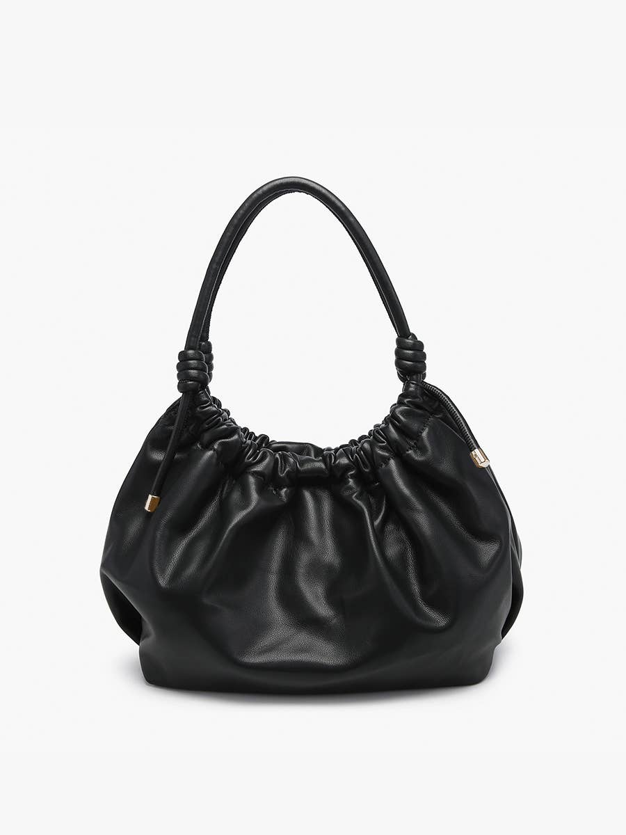 Celia Ruched Satchel w/ Top Handle: Black