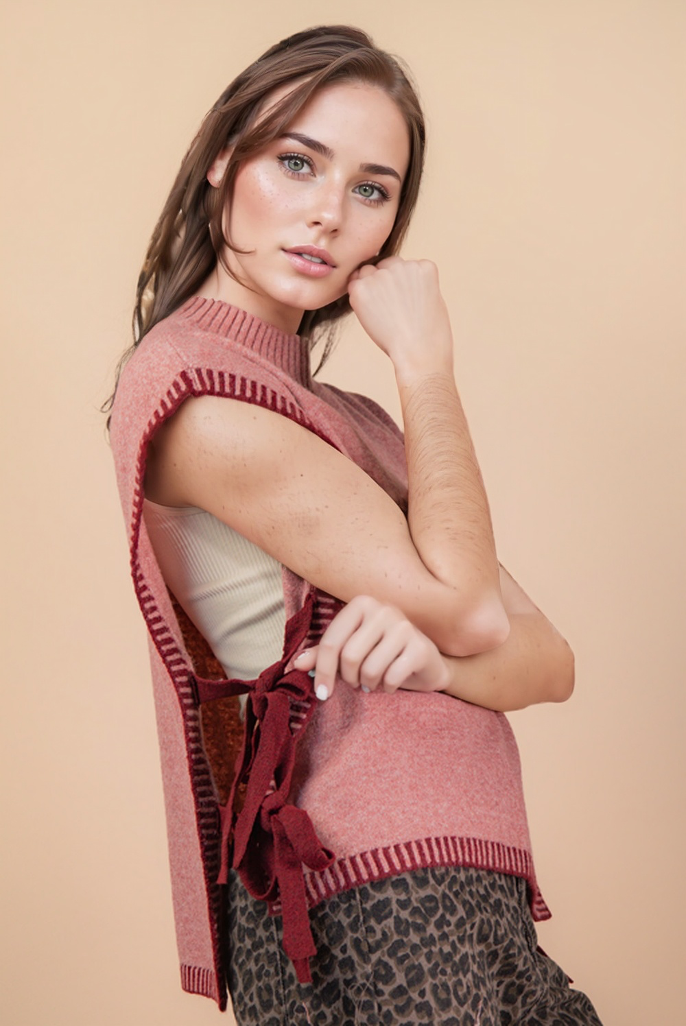 Nerissa Blush Side Tie Sweater