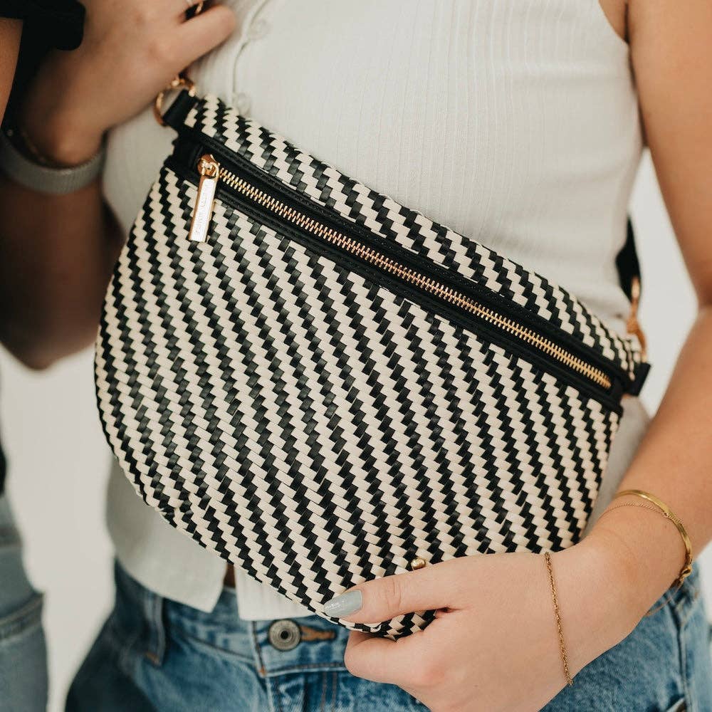 Diagonal Woven Westlyn Bum Bag - NEW!!!: Two Tone Black/Cream