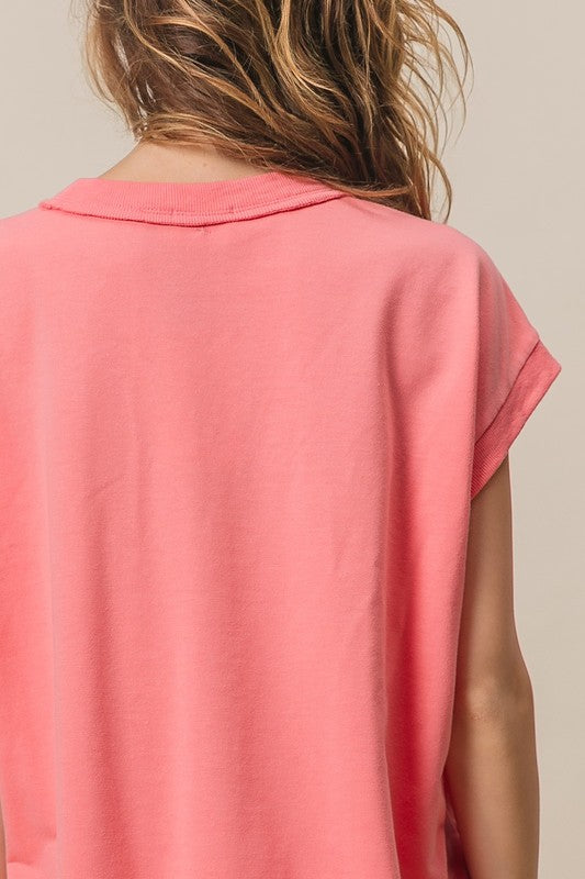 Coral  French Terry Relaxed Tee