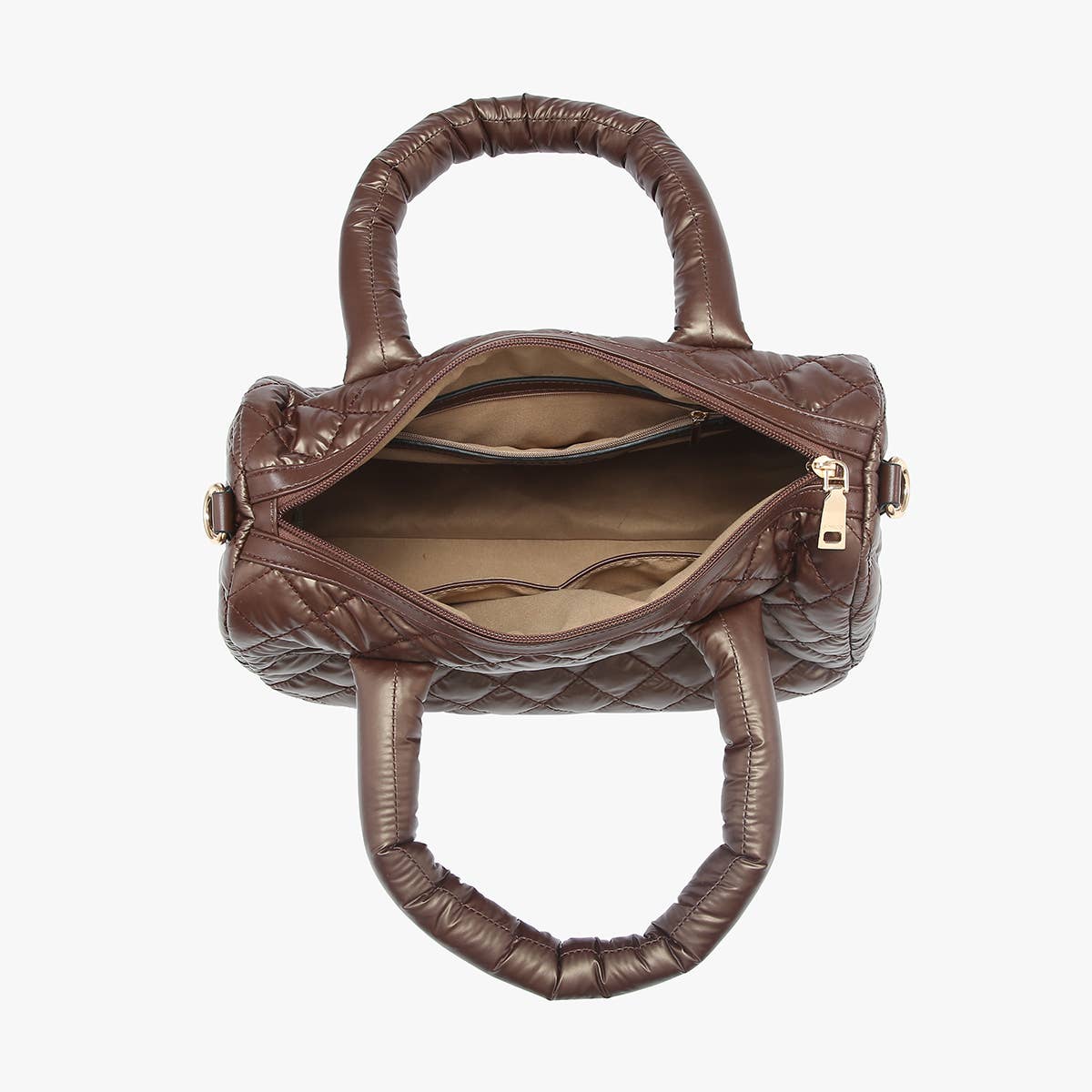 Trista Quilted Nylon Satchel/Tote: Gunmetal