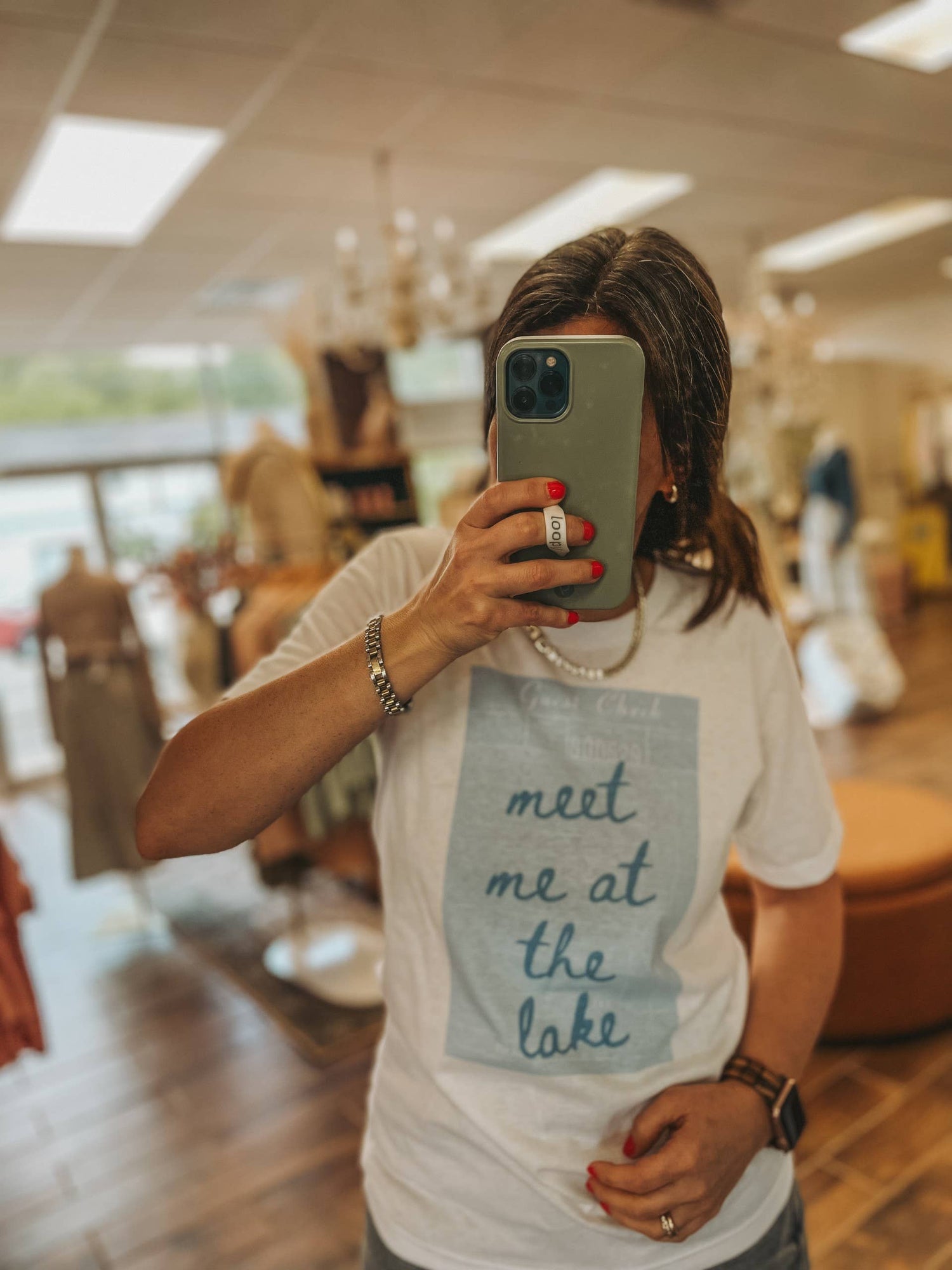 Meet Me at the Lake guest Check Graphic Tee | Summer Tee