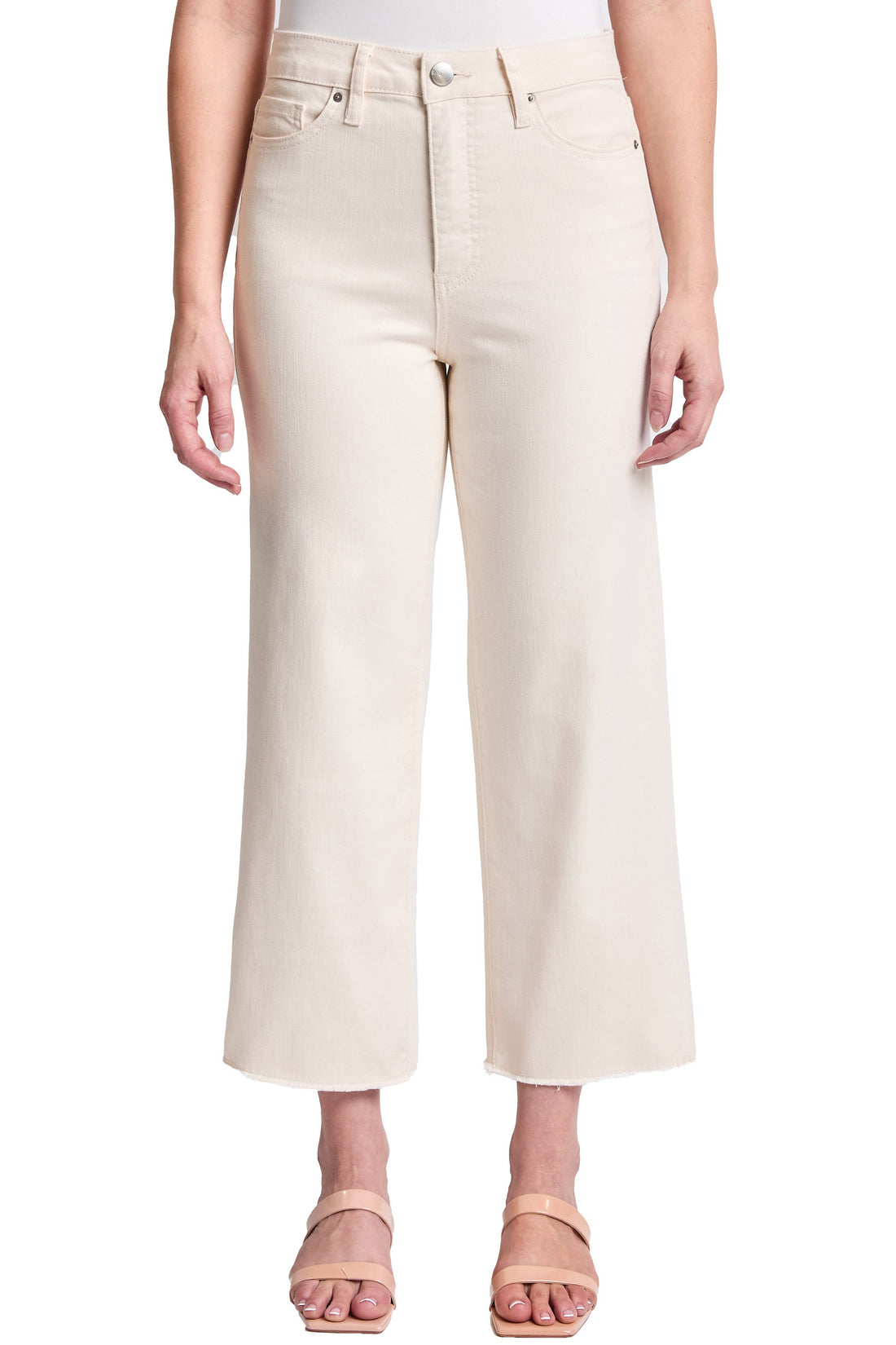 Plus Size Chloe High Rise Cropped Wide Leg Jeans- Off White