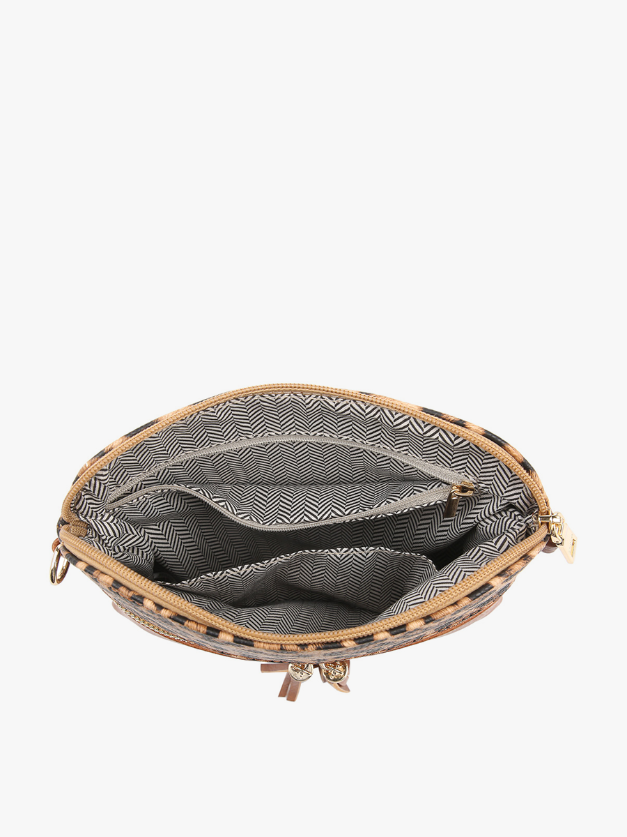Tara Double Zip Crossbody Bag/Wristlet: Black/Brown