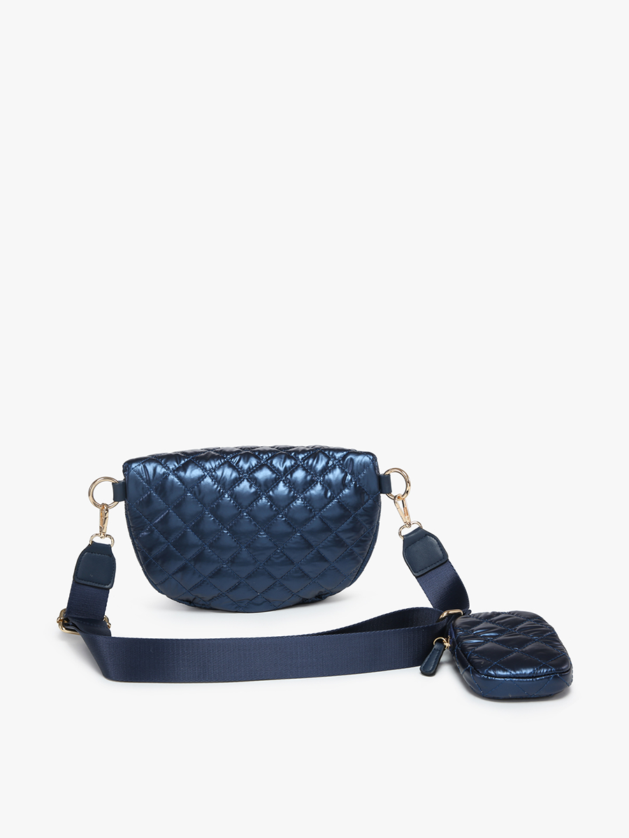 Arianna Quilted Nylon Belt Bag w/ Pouch: Navy