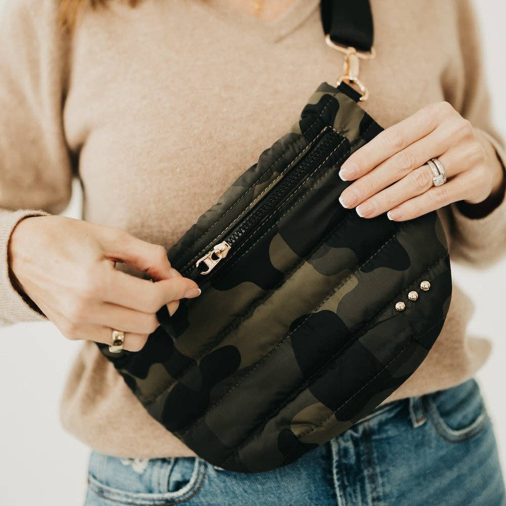 Jolie Puffer Bum Bag: Light Denim
