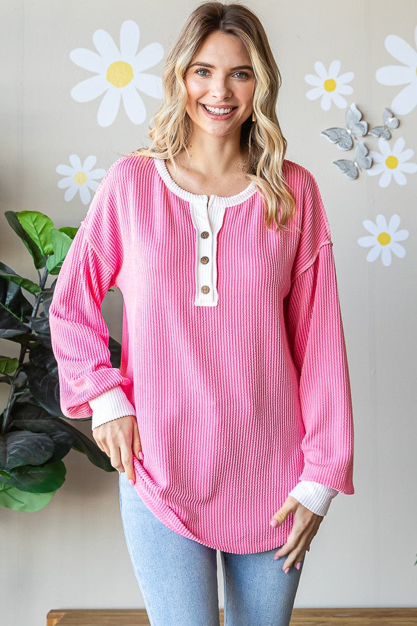 Cody Pink Ribbed Top