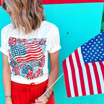 Flags &amp; Flowers Graphic Tee