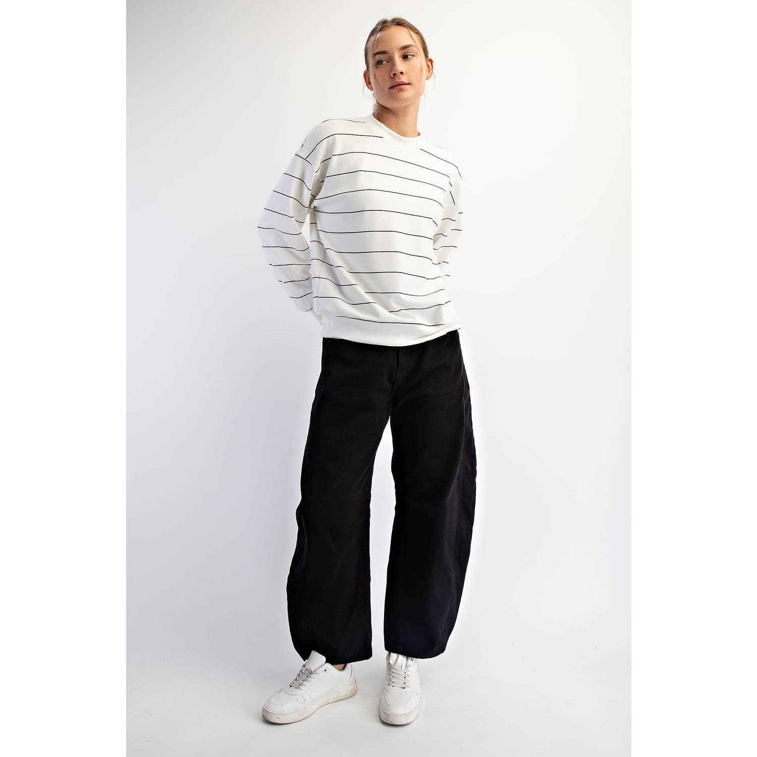 Scuba Striped Sweatshirt: Dk Cherry/Cream