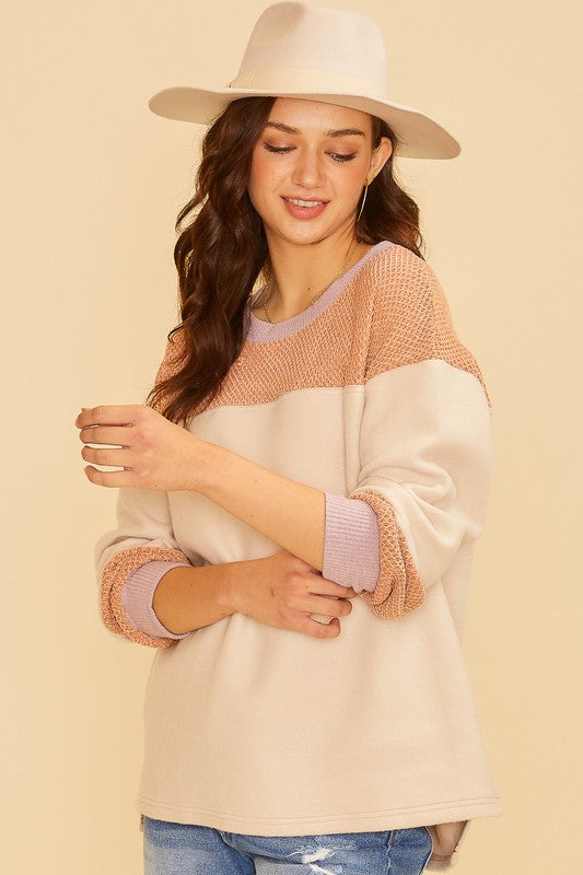 Lavinia  Mixed Fabric Sweatshirt