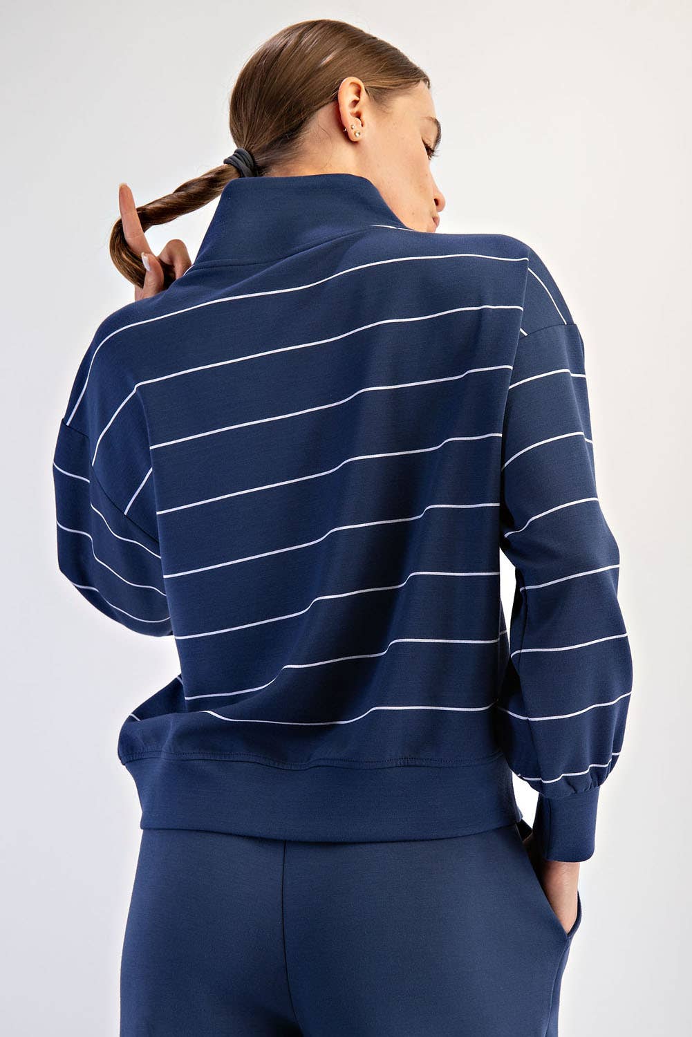 Scuba Striped Sweatshirt: Dk Cherry/Cream