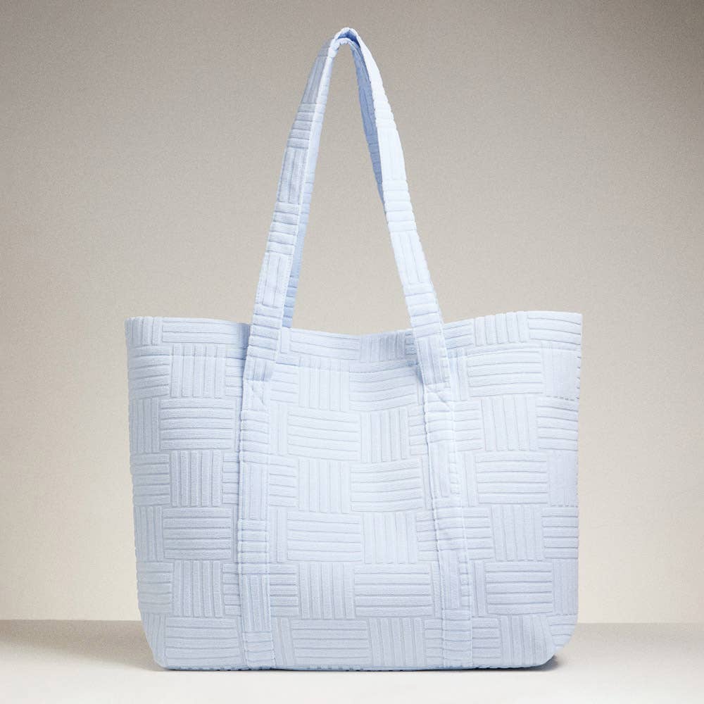 Grid Pattern Everyday Tote Bag: Blue
