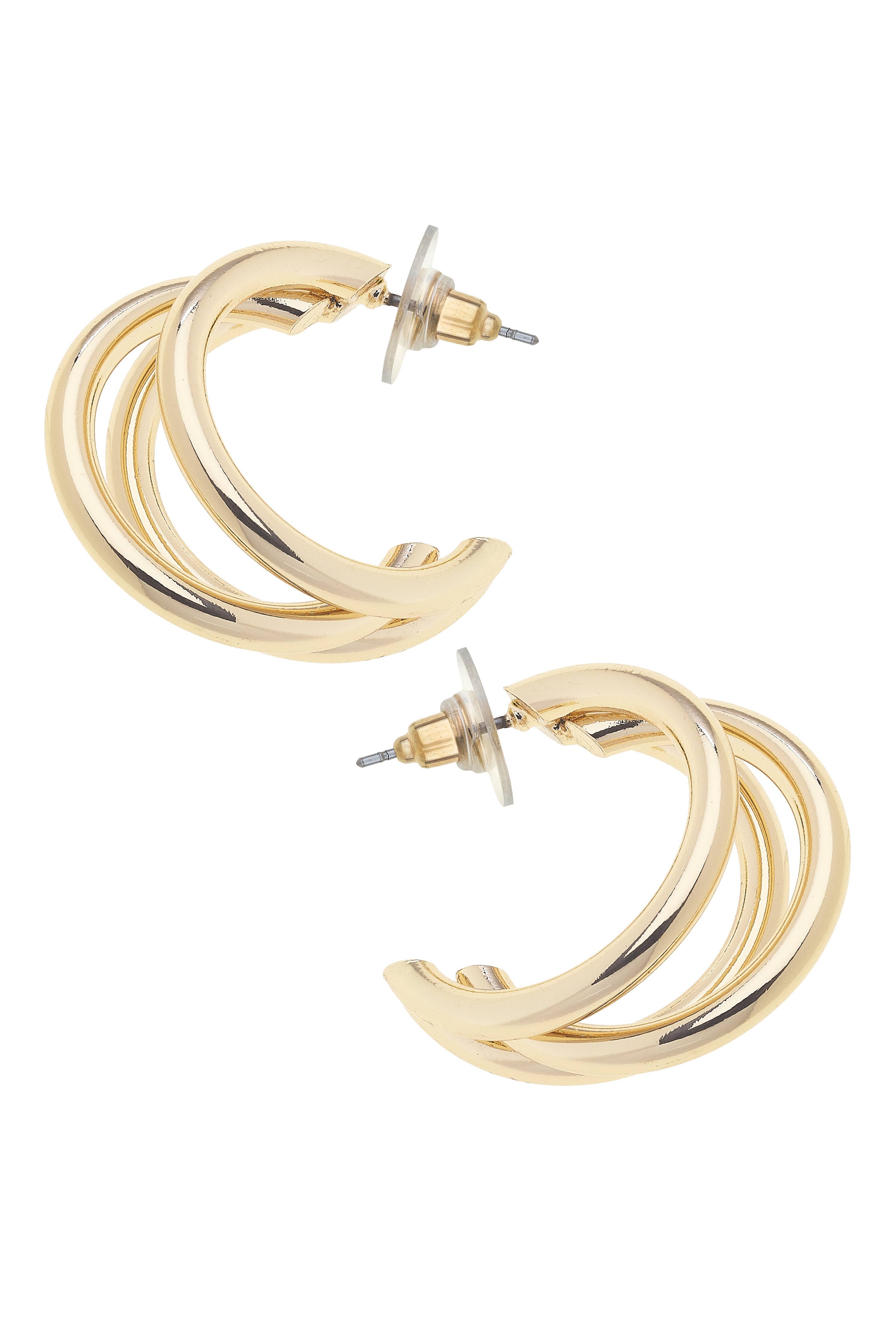 Geneva Illusion Hoop Earrings in Shiny Gold