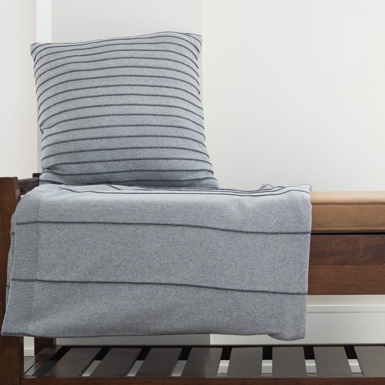 Anika Gray Striped Throw Blanket