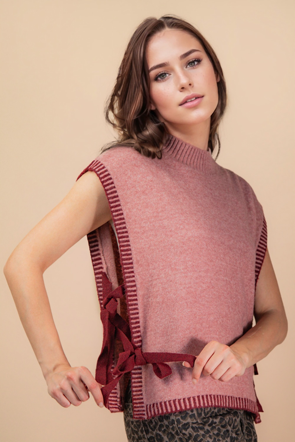 Nerissa Blush Side Tie Sweater