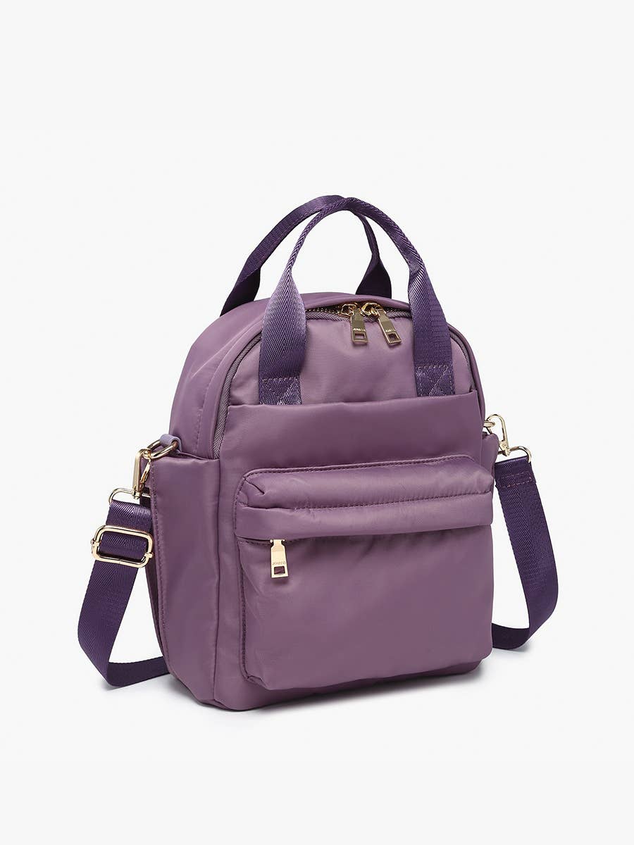 Rita Nylon Backpack w/ Front Pocket &amp; Long Strap: Dark Olive