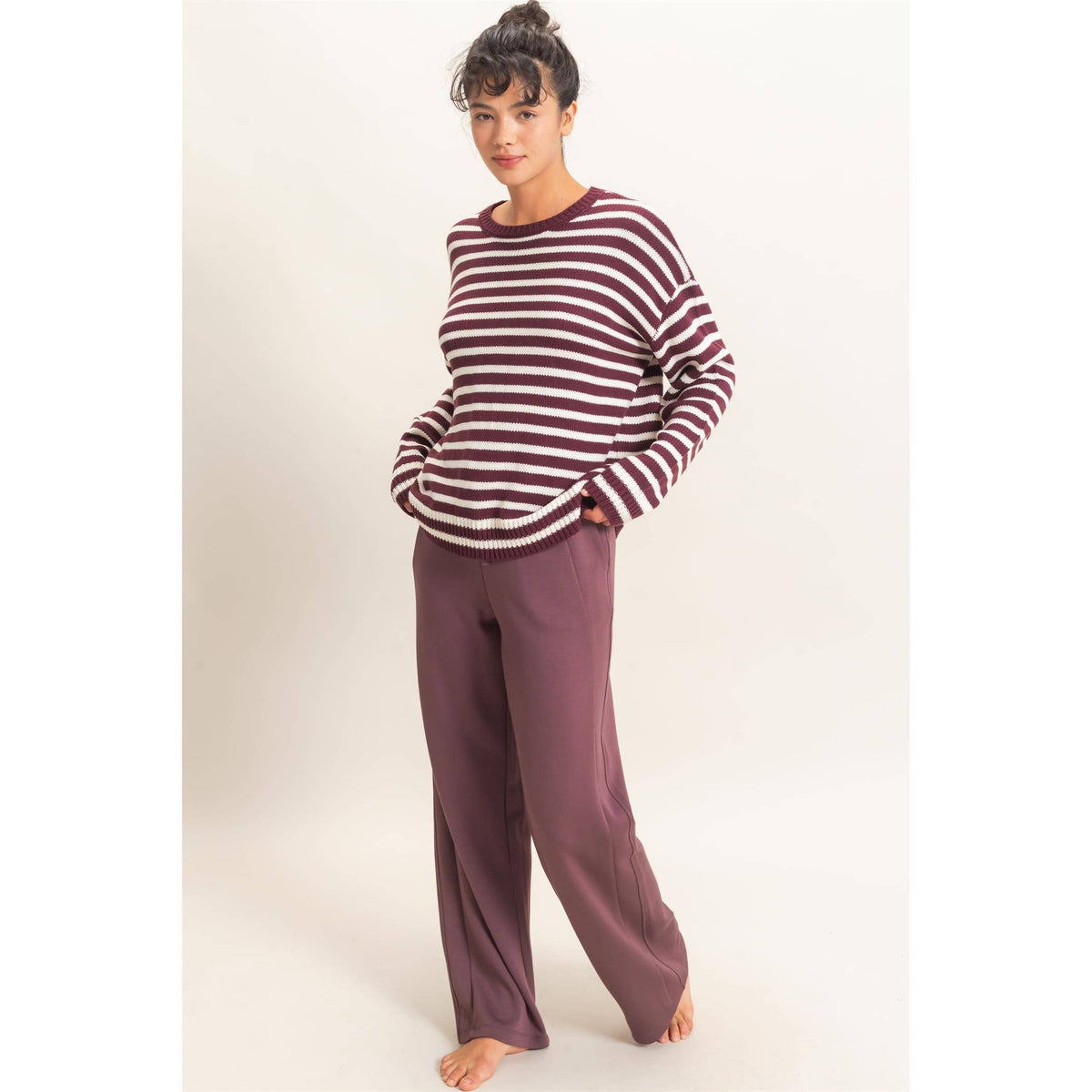 Find the Beginning Striped Crew Neck Sweater