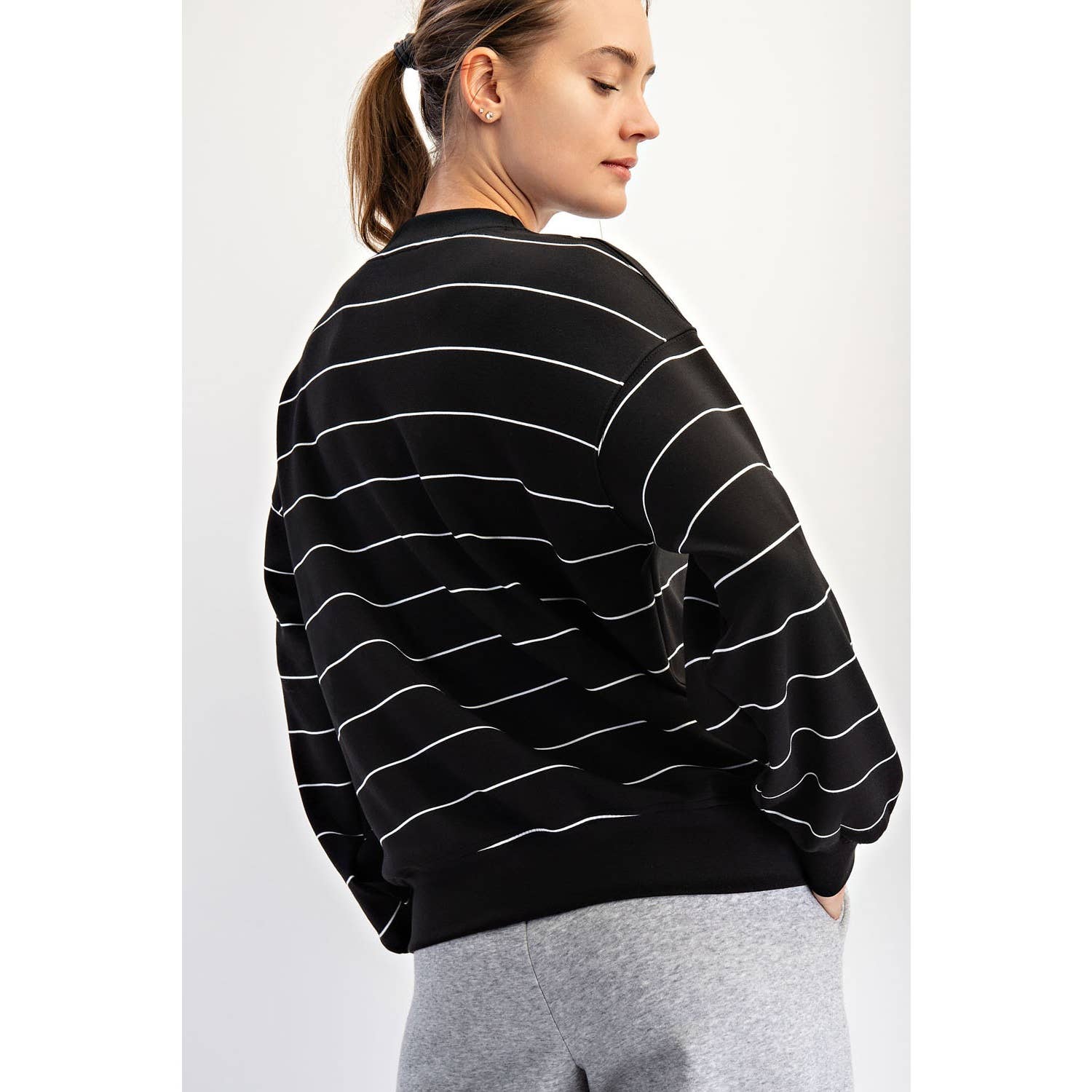 Scuba Striped Sweatshirt: Dk Cherry/Cream