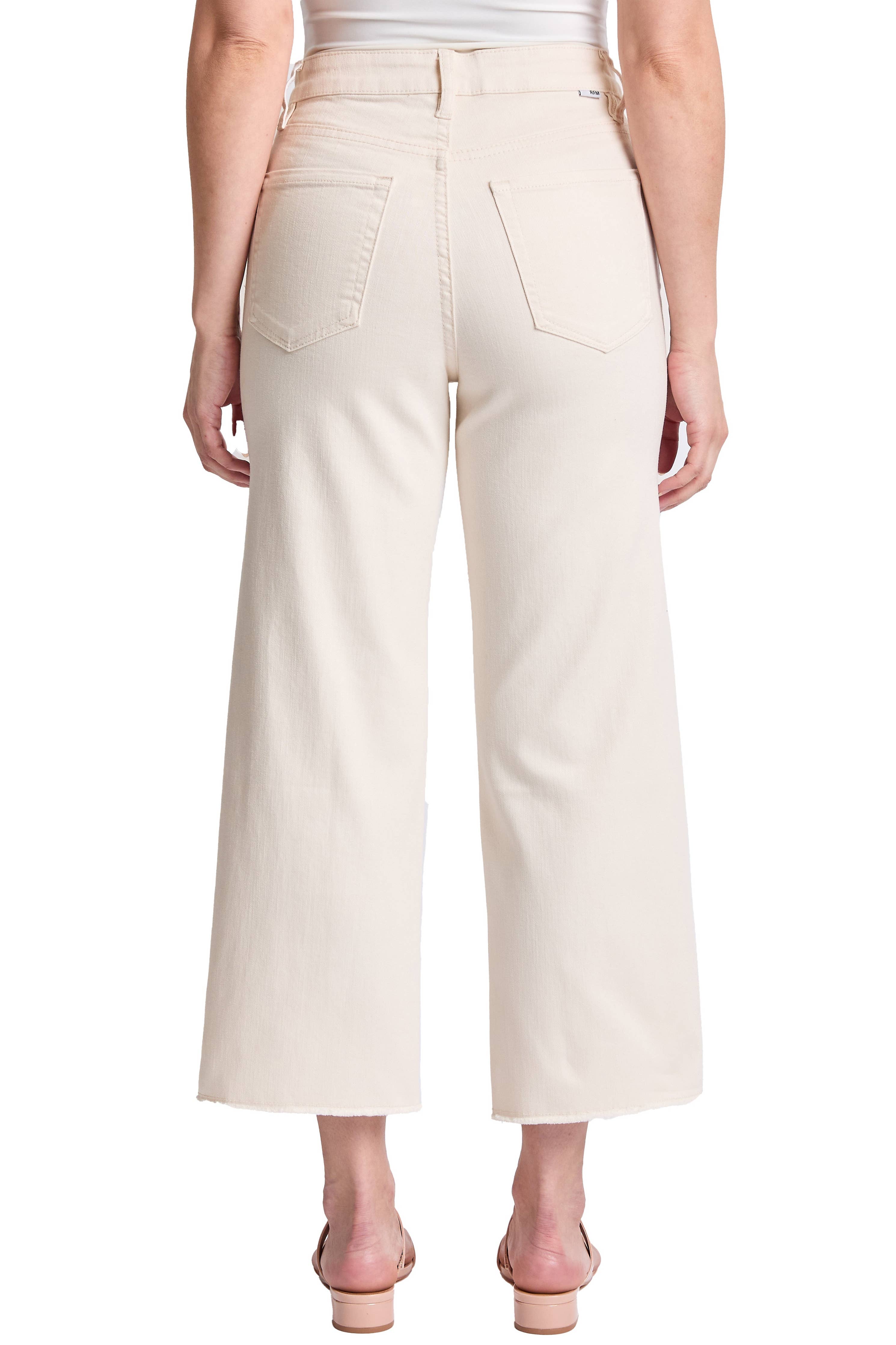 Plus Size Chloe High Rise Cropped Wide Leg Jeans- Off White