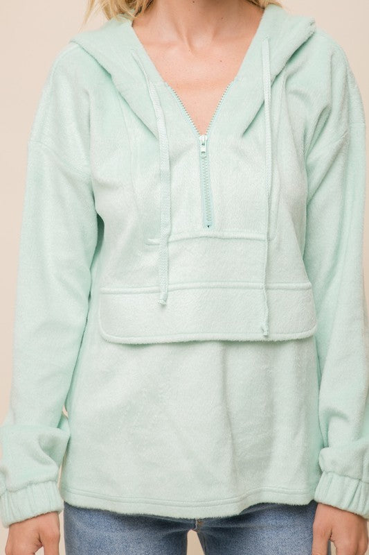 Cozy Mint Fleece Hoodie