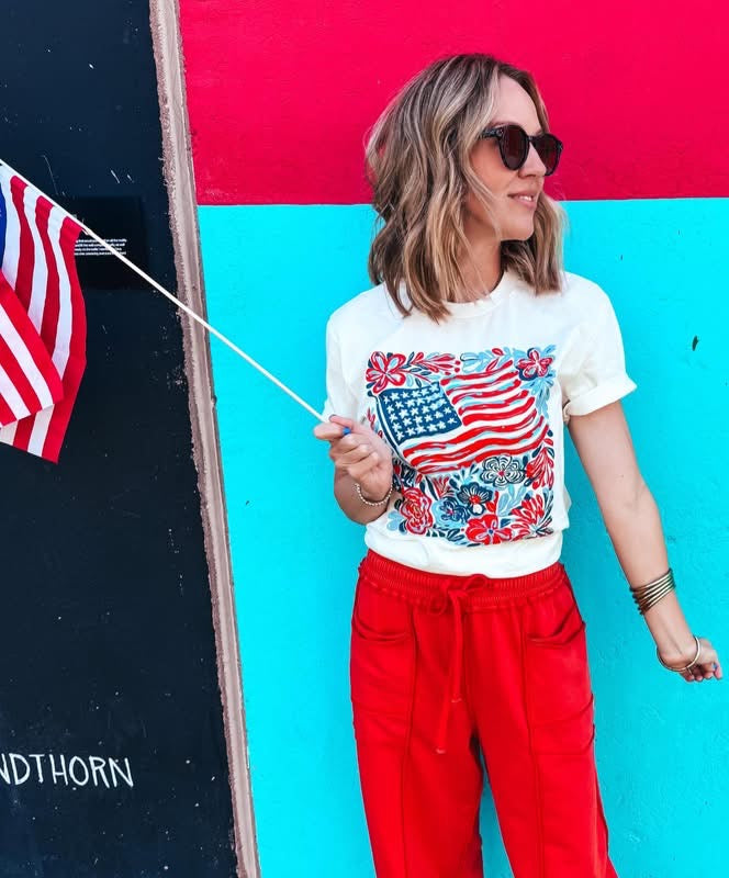 Flags &amp; Flowers Graphic Tee