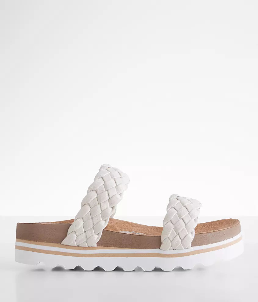 Braided Up White Shimmer Sandal