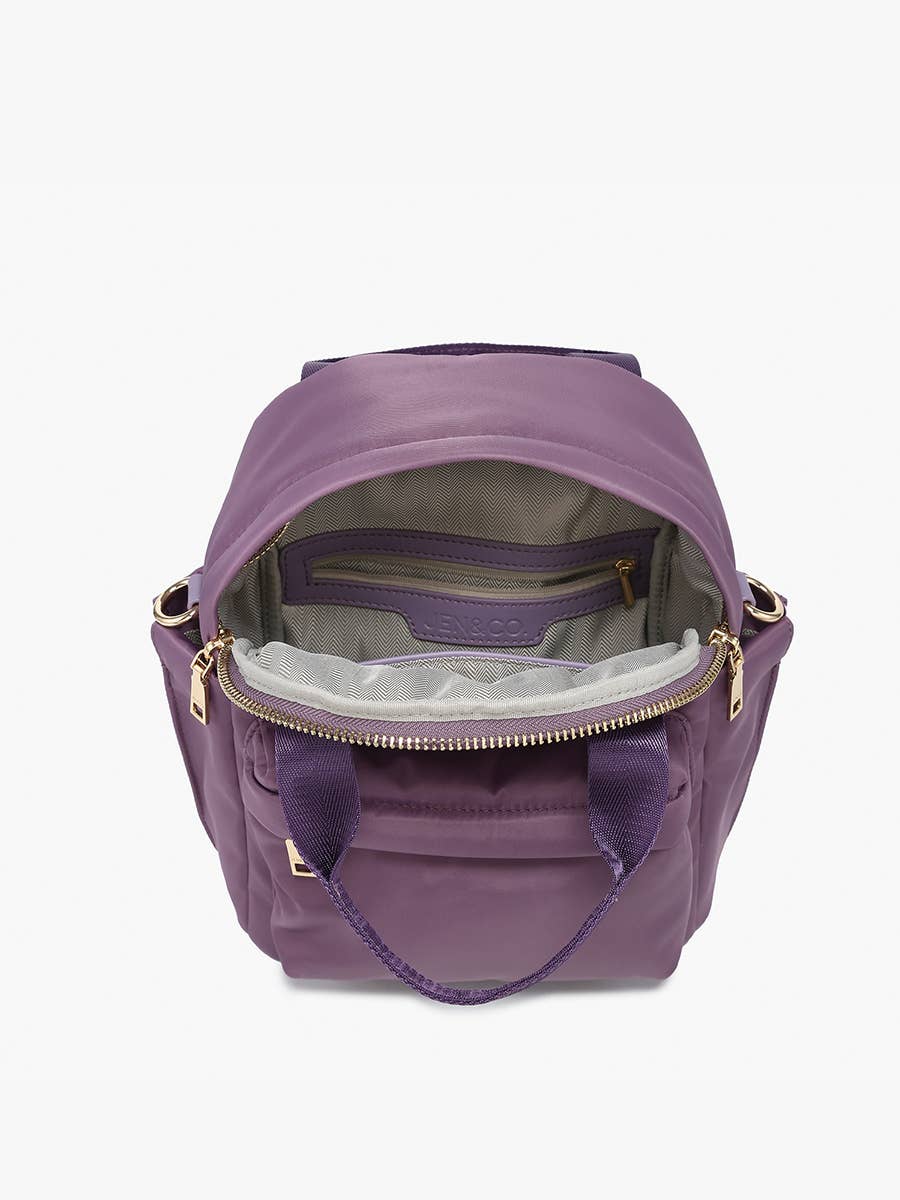 Rita Nylon Backpack w/ Front Pocket &amp; Long Strap: Dark Olive
