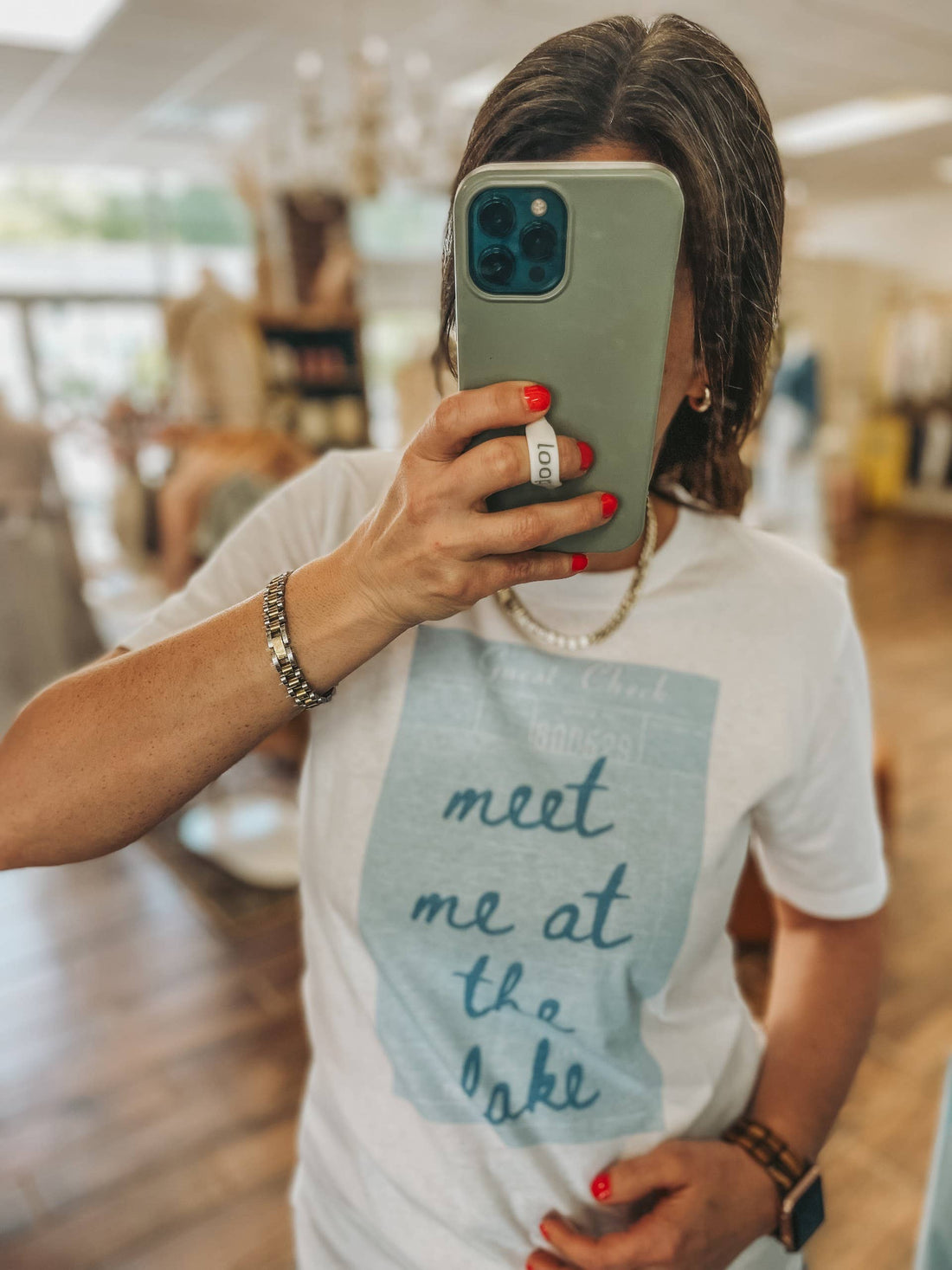 Meet Me at the Lake guest Check Graphic Tee | Summer Tee