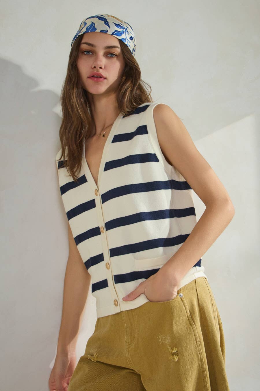 Sailor collection Striped Sweater Vest : Navy
