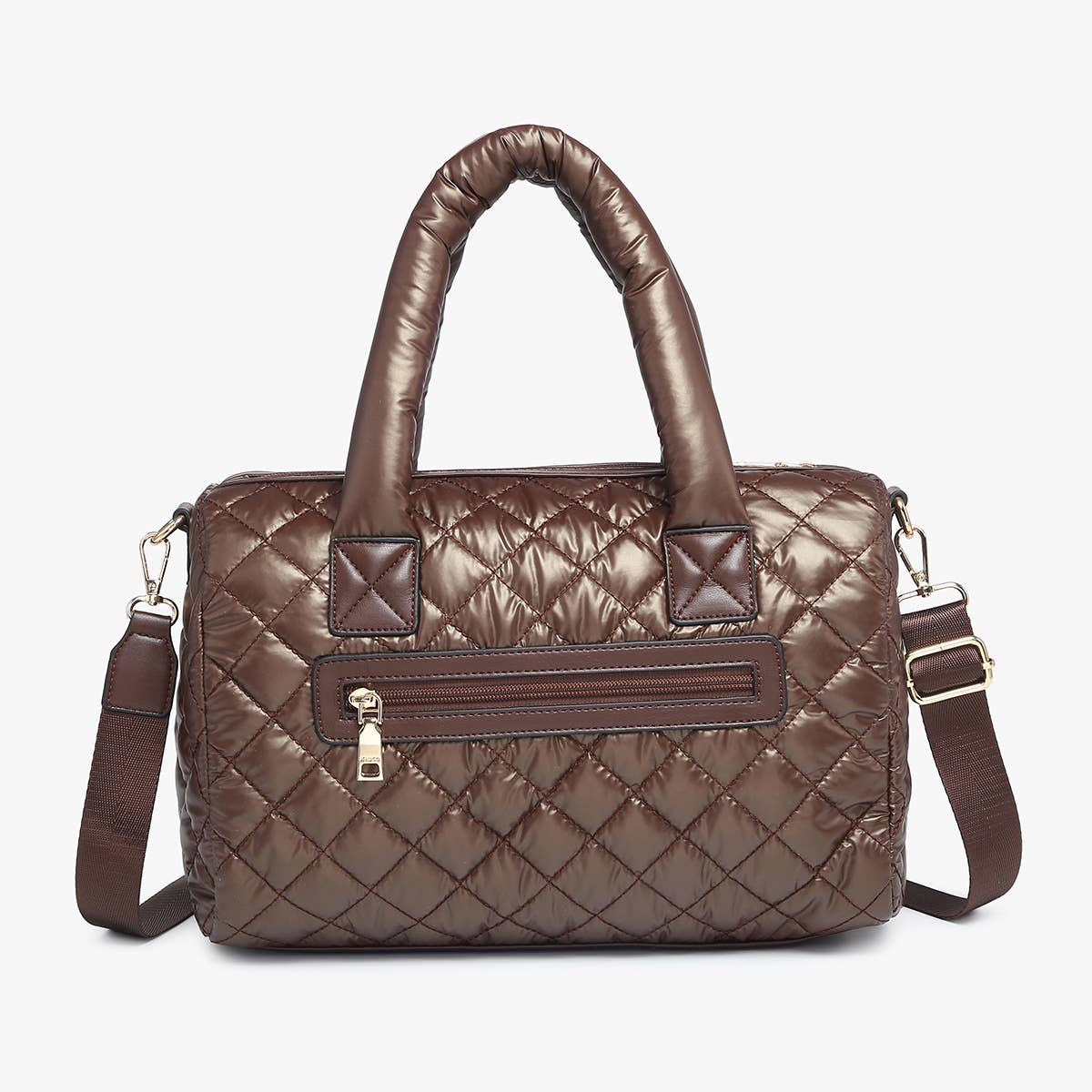 Trista Quilted Nylon Satchel/Tote: Gunmetal