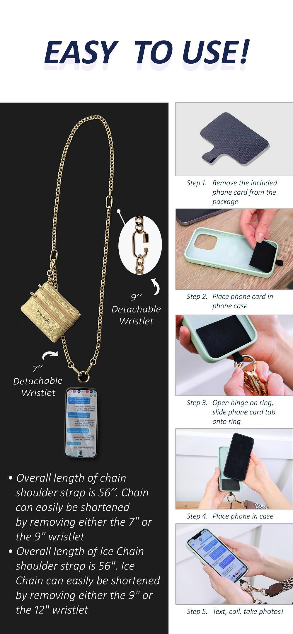 Clip &amp; Go Crossbody Phone Accessory : Gold