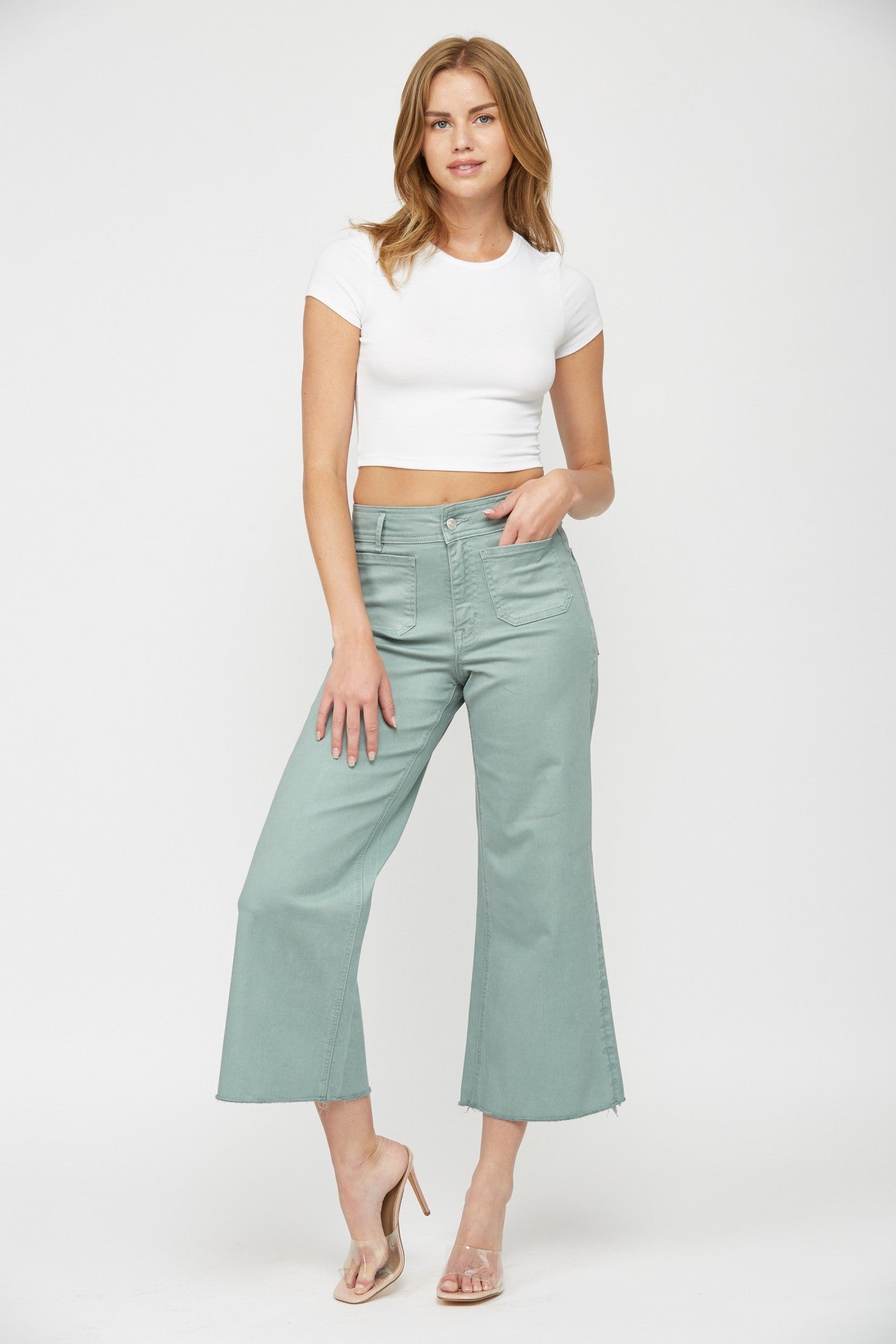 MICA Mint Crop Wide Leg Jeans