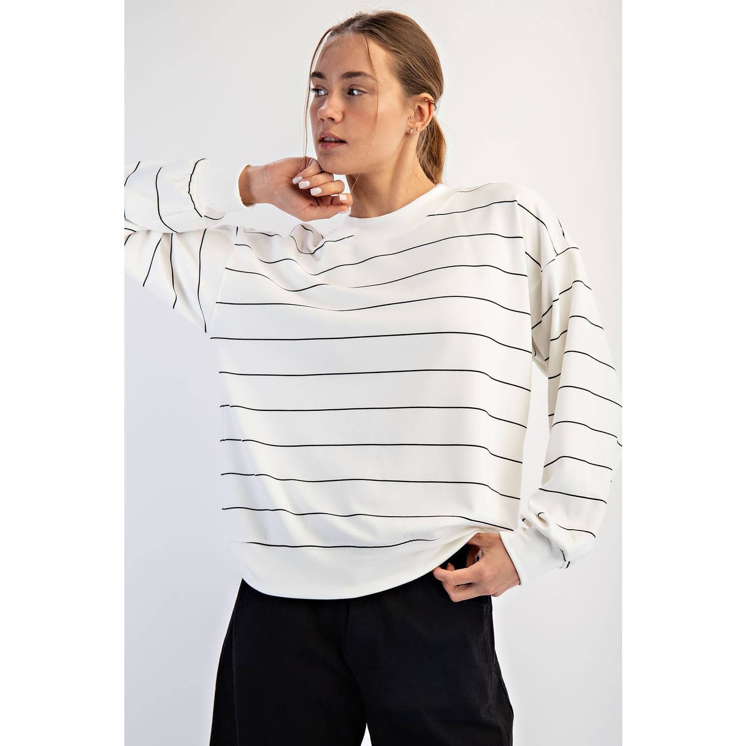 Scuba Striped Sweatshirt: Dk Cherry/Cream