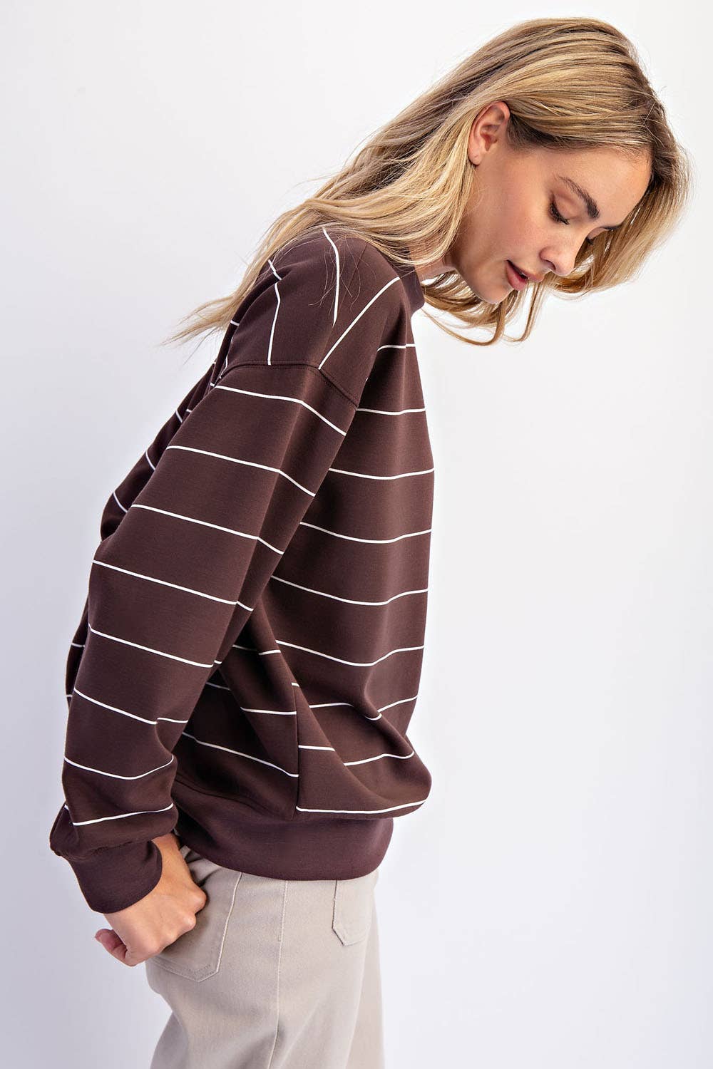 Scuba Striped Sweatshirt: Dk Cherry/Cream