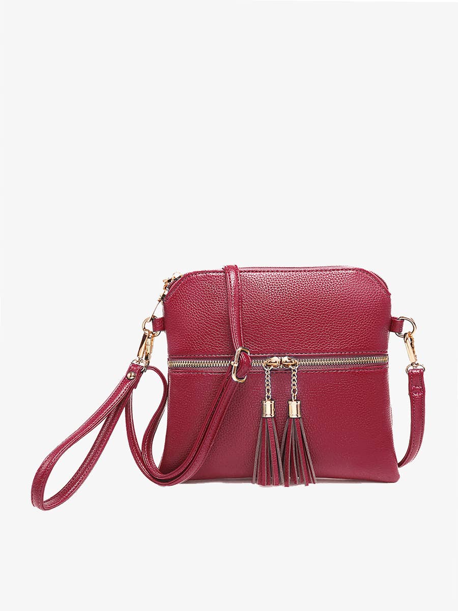 Tara Double Zip Crossbody Bag/Wristlet: Black/Brown