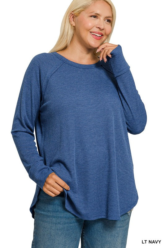 Light Navy Mini Waffle Top